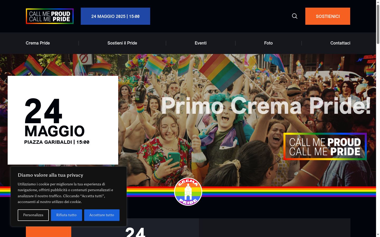 Captura de ecrã do banner de consentimento apresentado antes de qualquer interação