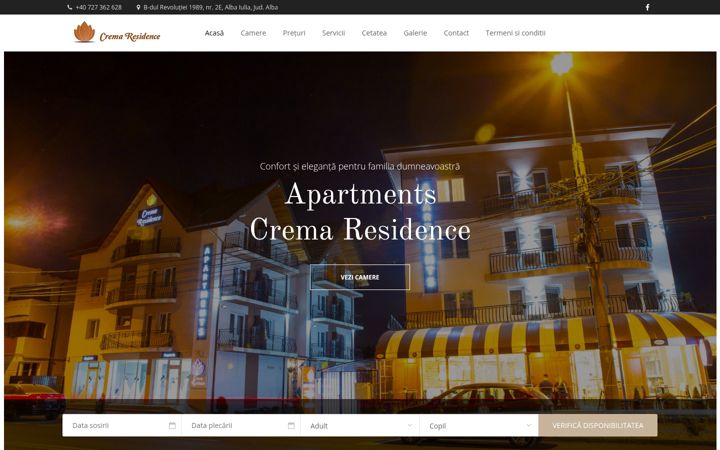 Screenshot of cremaresidence.ro