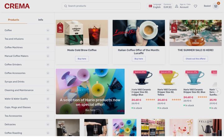 Screenshot of cremashop.eu