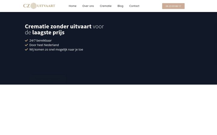 Screenshot of crematiezonderuitvaart.nl