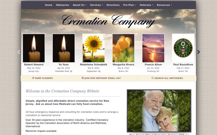 Screenshot of cremationcompany.com