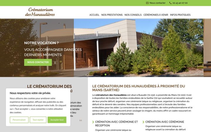 Ekrānuzņēmums no crematorium-des-hunaudieres.fr