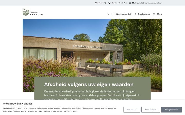 Screenshot ta' crematoriumheerlen.nl