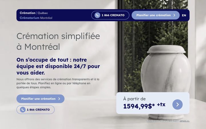 Zrzut ekranu crematoriumontreal.com