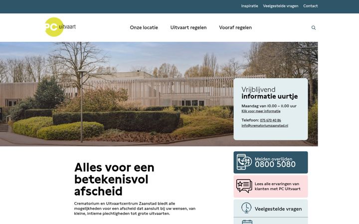 Screenshot ta' crematoriumzaanstad.nl