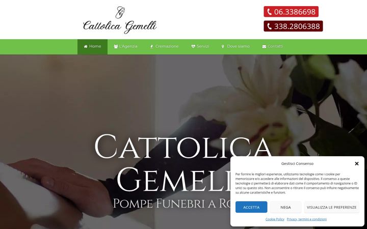 Screenshot of cremazionepompefunebri.roma.it
