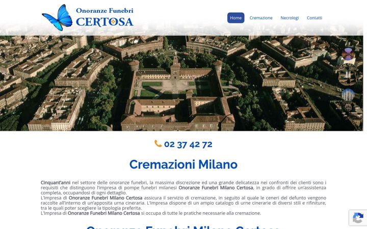 Captura de pantalla de cremazionimilano.it