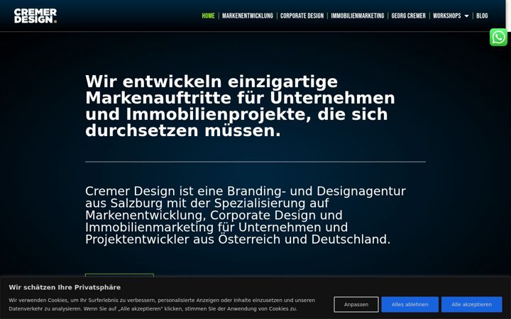 Screenshot of cremerdesign.com