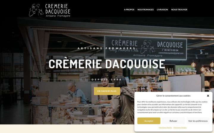 Ekrānuzņēmums no cremerie-dacquoise.fr