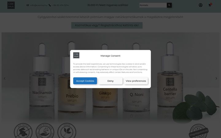 Screenshot of cremiacosmetics.com