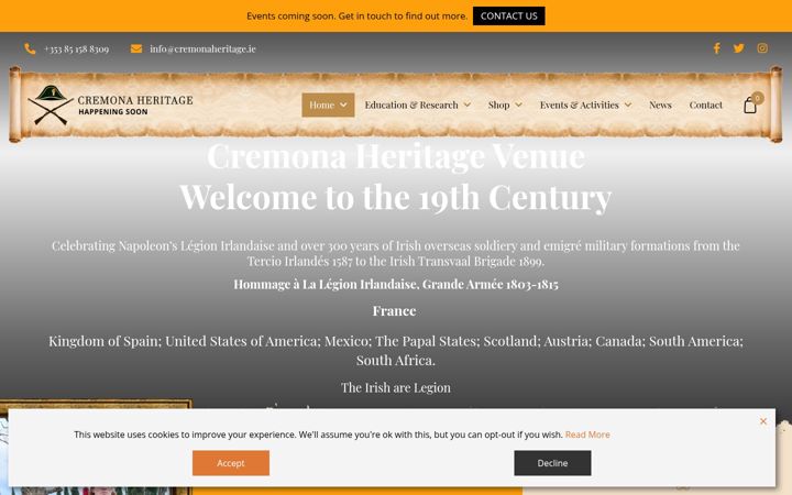 Screenshot of cremonaheritage.ie
