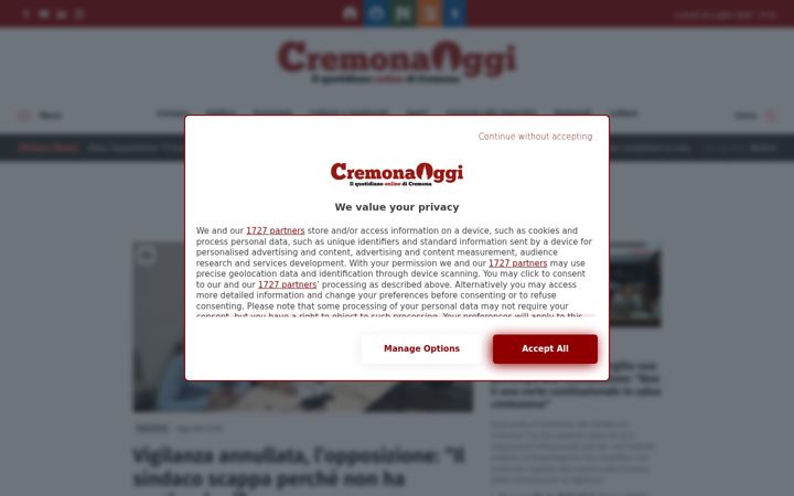 Screenshot of cremonaoggi.it
