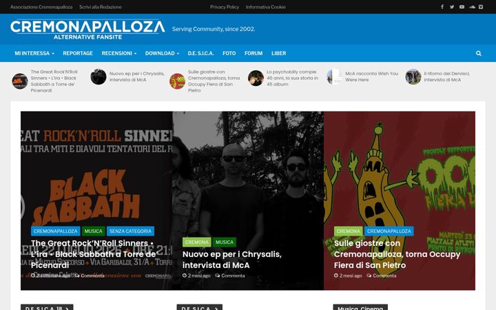 Screenshot of cremonapalloza.org