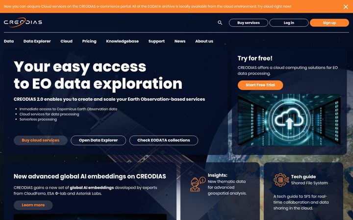 Screenshot of creodias.eu