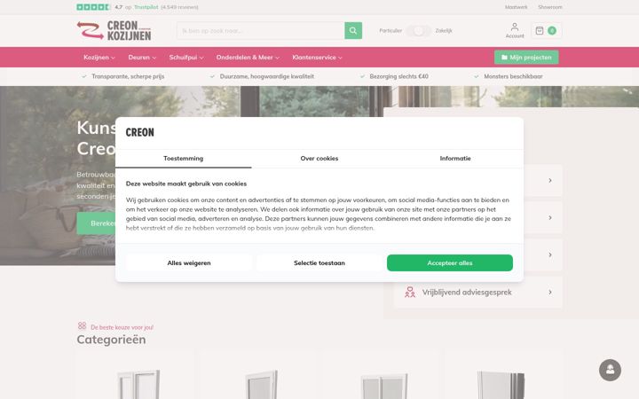 Screenshot of creon-kozijnen.nl