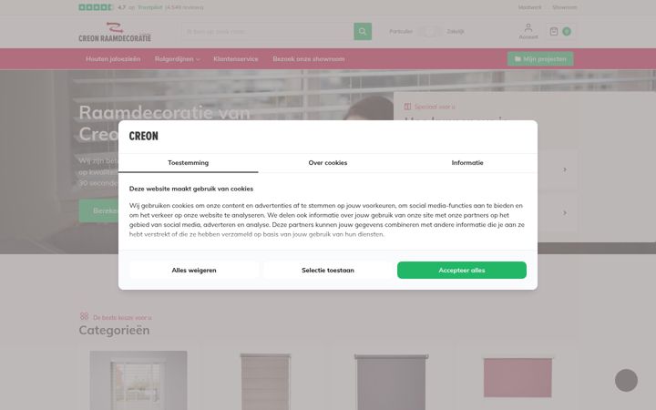 Captură de ecran a creon-raamdecoratie.nl