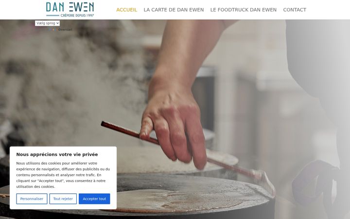 Ekrānuzņēmums no creperie-danewen.fr