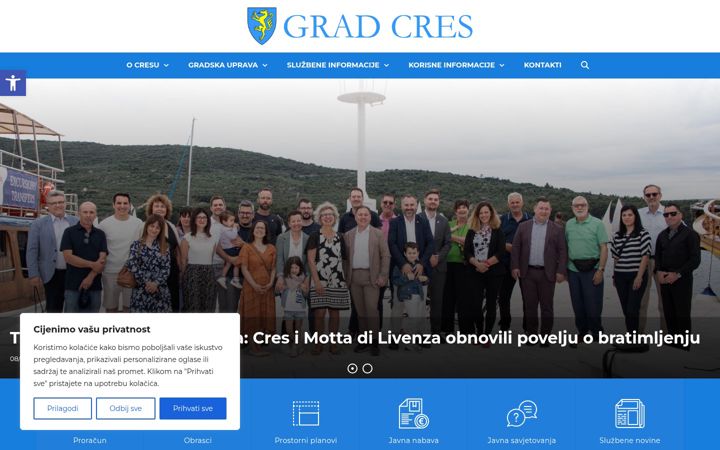 Snimka zaslona za cres.hr