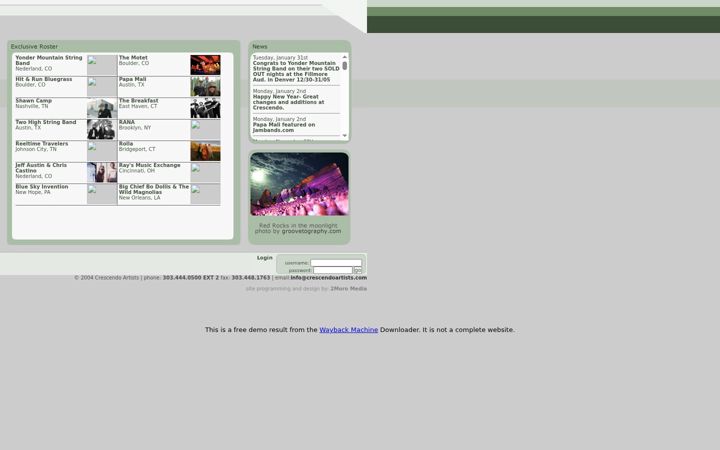 Screenshot of crescendoartists.com