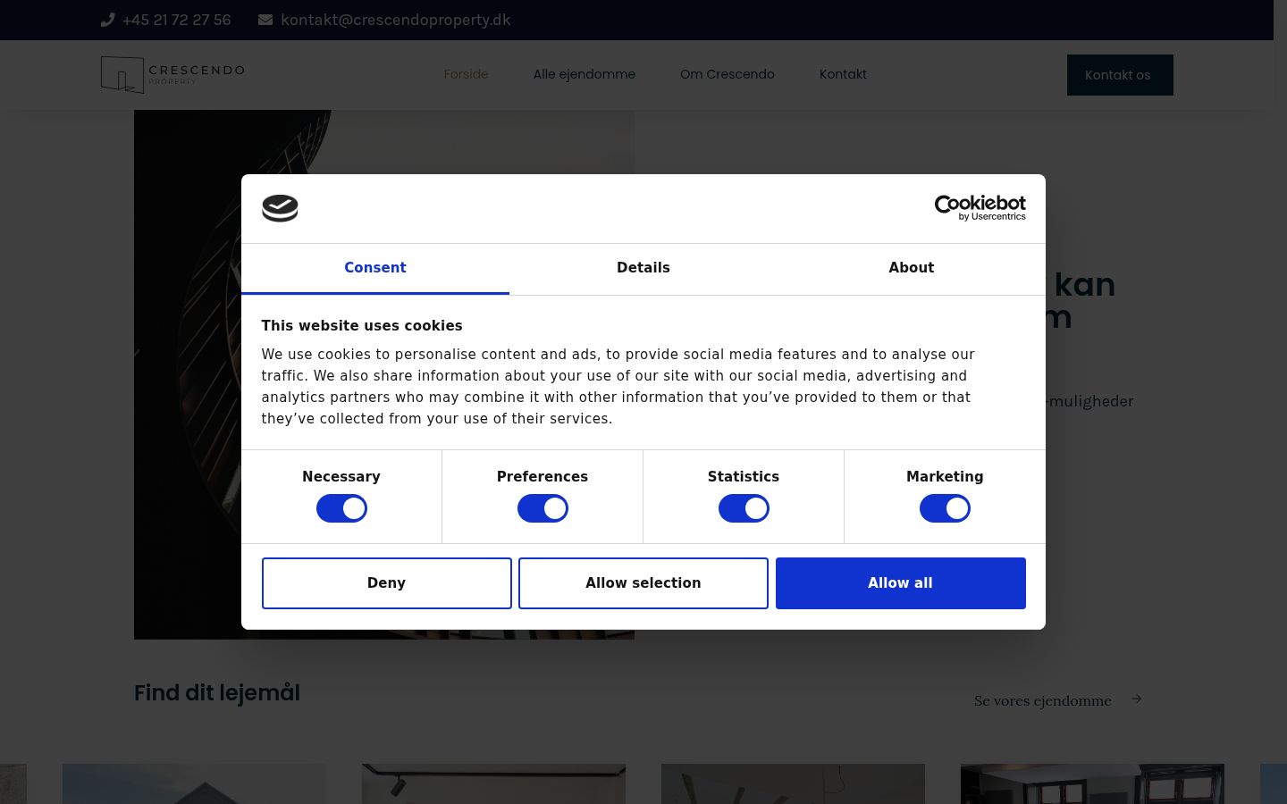 Screenshot of the consent banner shown before any interaction