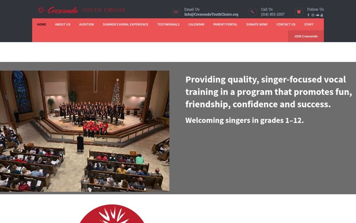 Screenshot of crescendoyouthchoirs.org