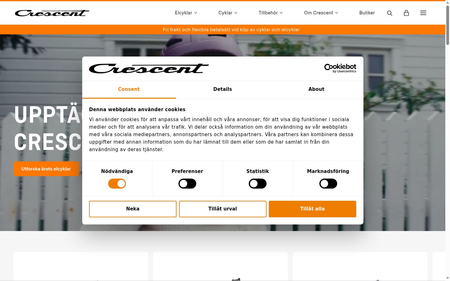 Screenshot tal-banner tal-kunsens muri qabel kwalunkwe interazzjoni