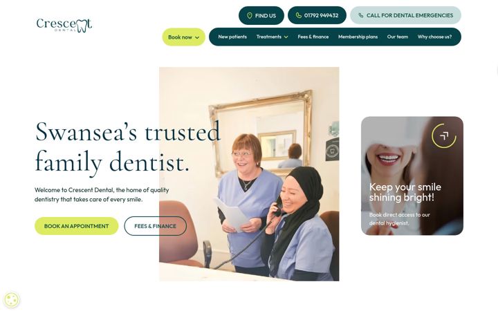 Screenshot of crescentdentalswansea.com