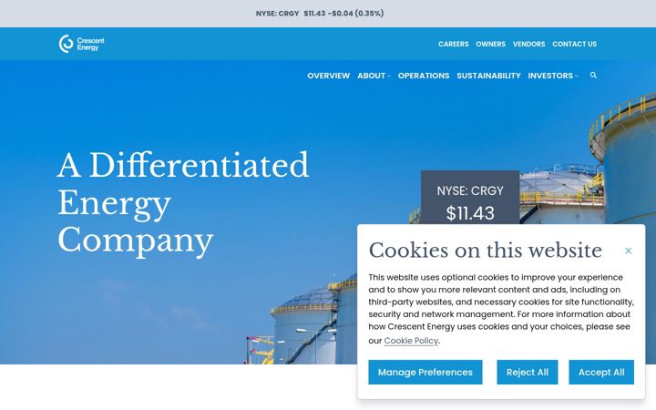 Screenshot of crescentenergyco.com