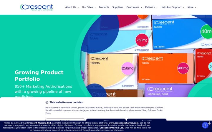 Screenshot of crescentpharma.com