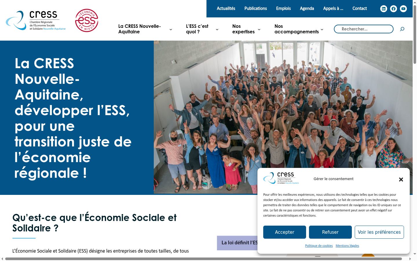 Screenshot des Einwilligungsbanners vor jeglicher Interaktion