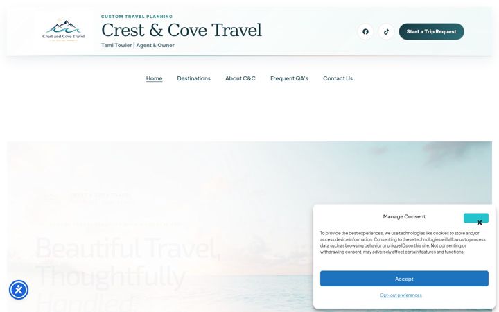Screenshot of crestandcovetravel.com