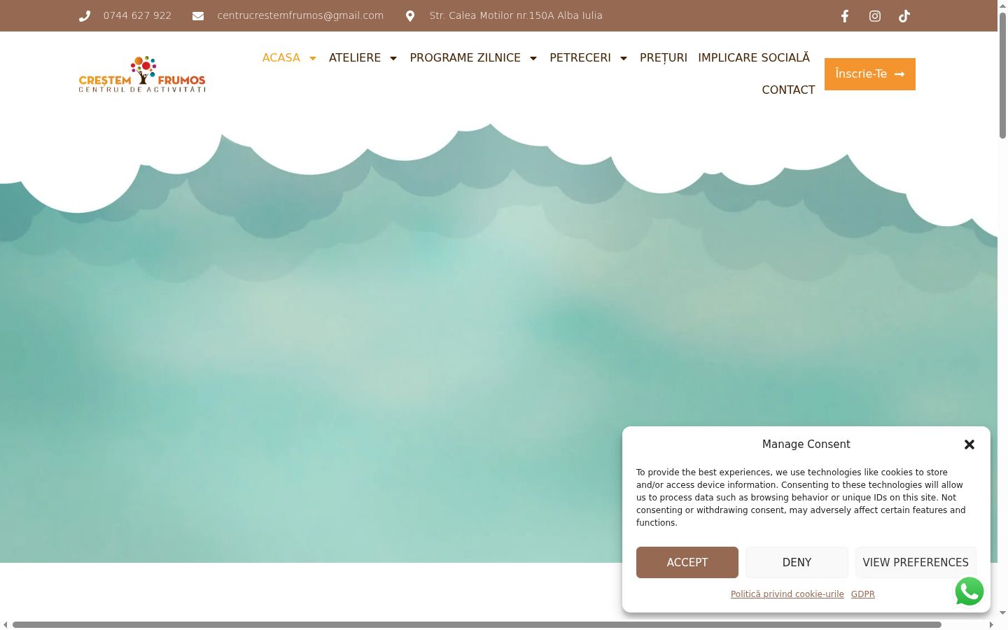 Screenshot of the consent banner shown before any interaction