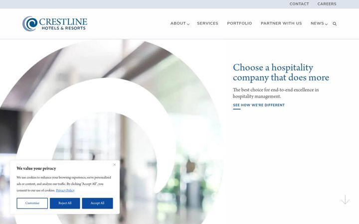 Screenshot of crestlinehotels.com