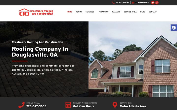 Screenshot of crestmarkroofing.com