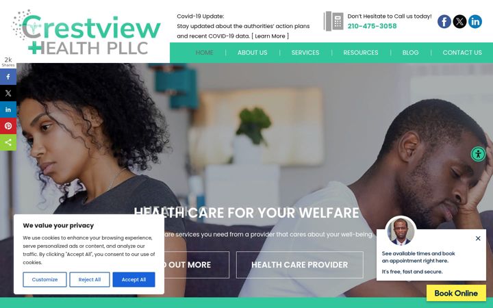 Screenshot of crestviewhealth.org