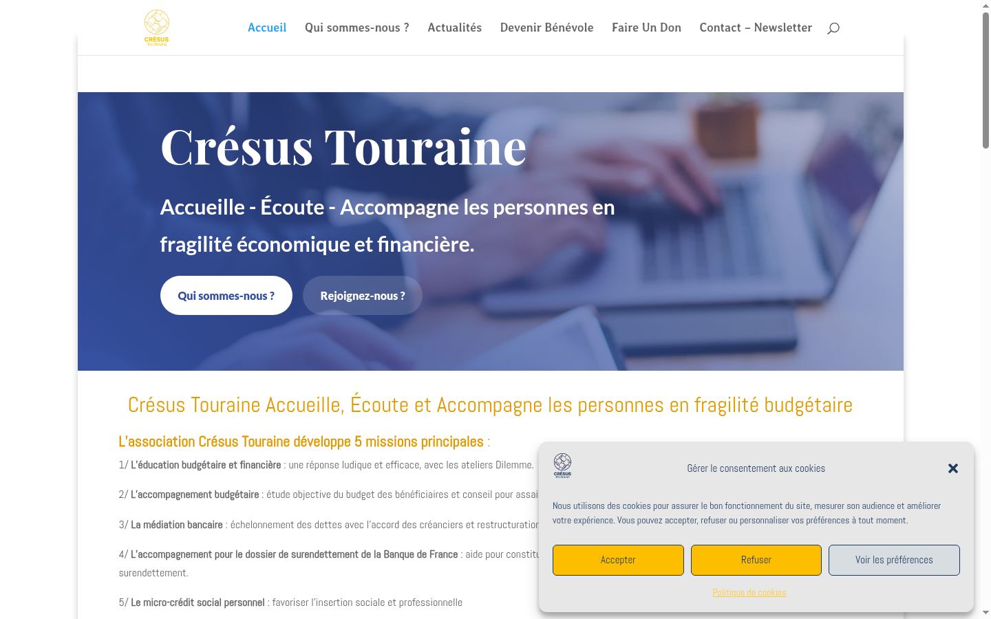 Screenshot del banner di consenso mostrato prima di qualsiasi interazione
