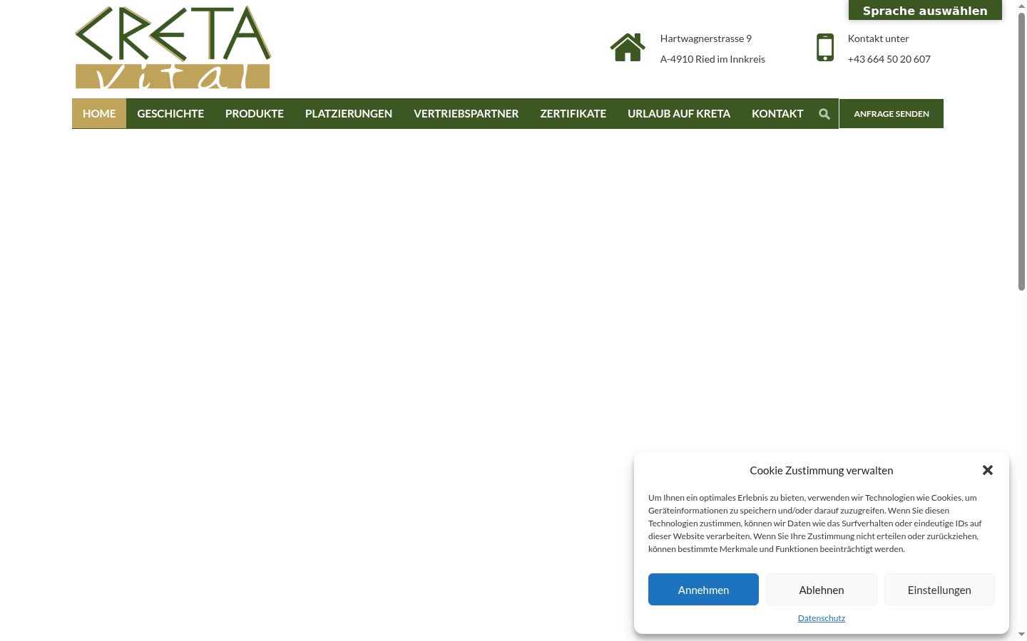 Screenshot del banner di consenso mostrato prima di qualsiasi interazione