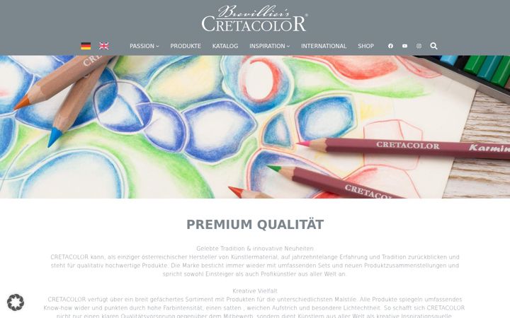 Screenshot of cretacolor.com