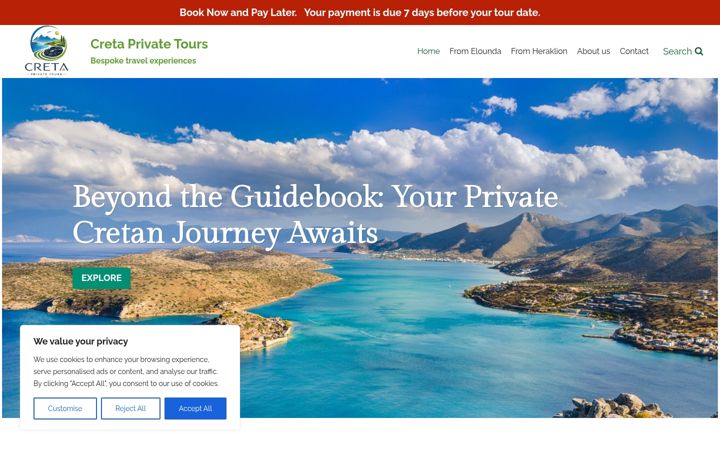 Screenshot of cretaprivatetours.com