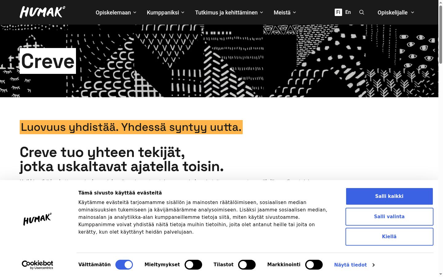Skjermbilde av samtykkebanneret slik det vises før noen interaksjon