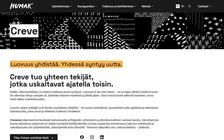 Screenshot of creve.fi