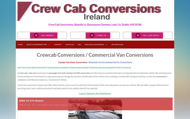 Screenshot of crewcabconversions.ie
