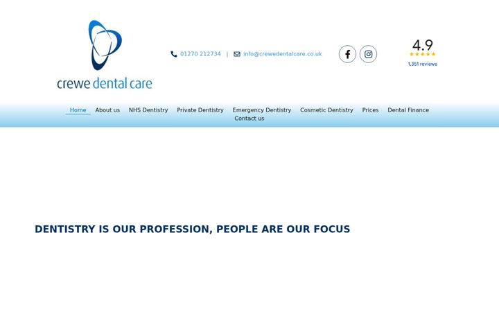 Screenshot ta' crewedentalcare.co.uk