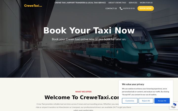 Screenshot of crewetaxi.com