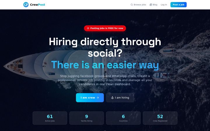 Screenshot of crewpost.io