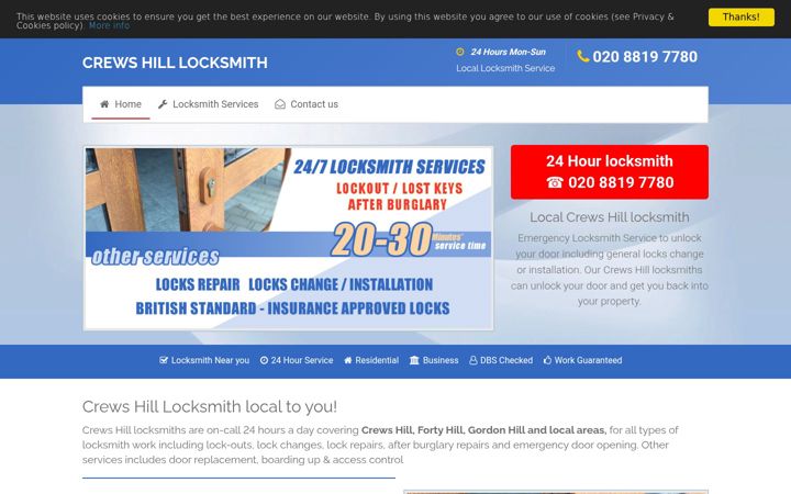 Screenshot of crewshilllocksmith.co.uk