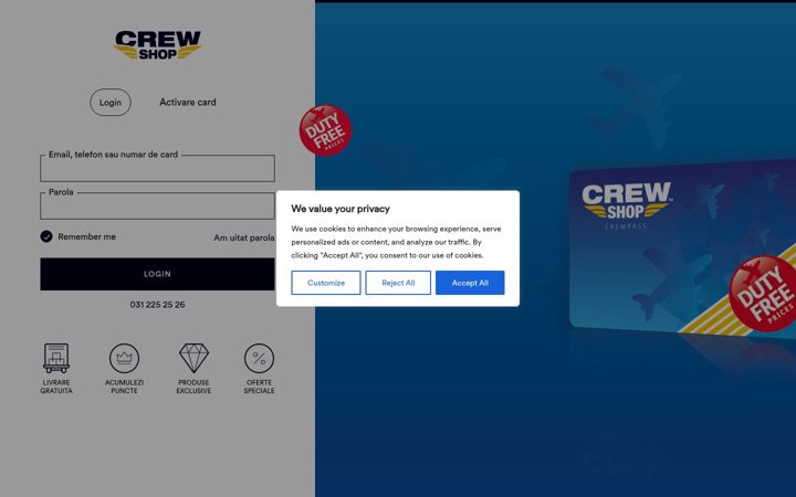 Screenshot ta' crewshop.ro