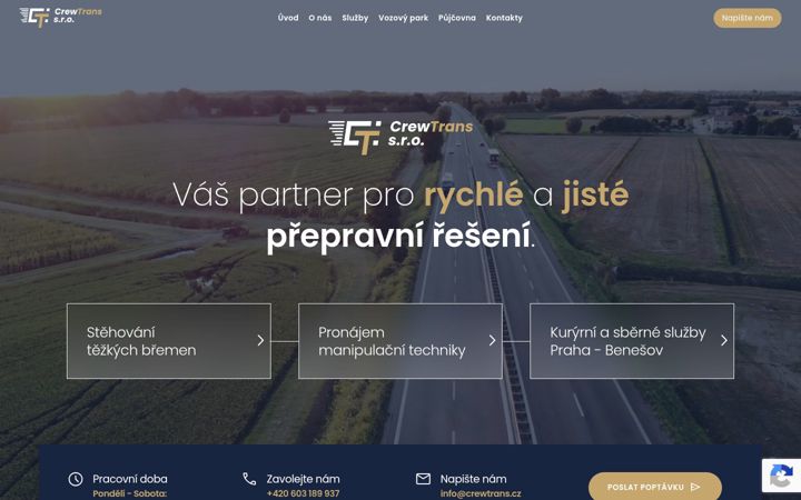 Snimka zaslona za crewtrans.cz
