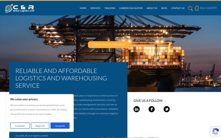 Screenshot of crgloballogistics.com