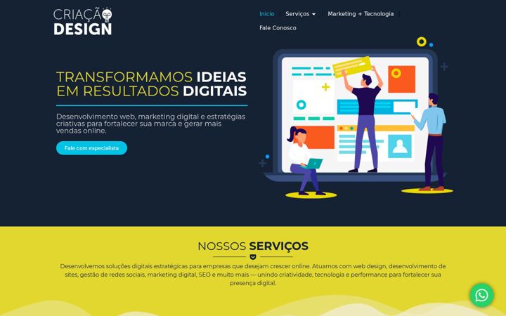 Screenshot van criacaodesign.com.br